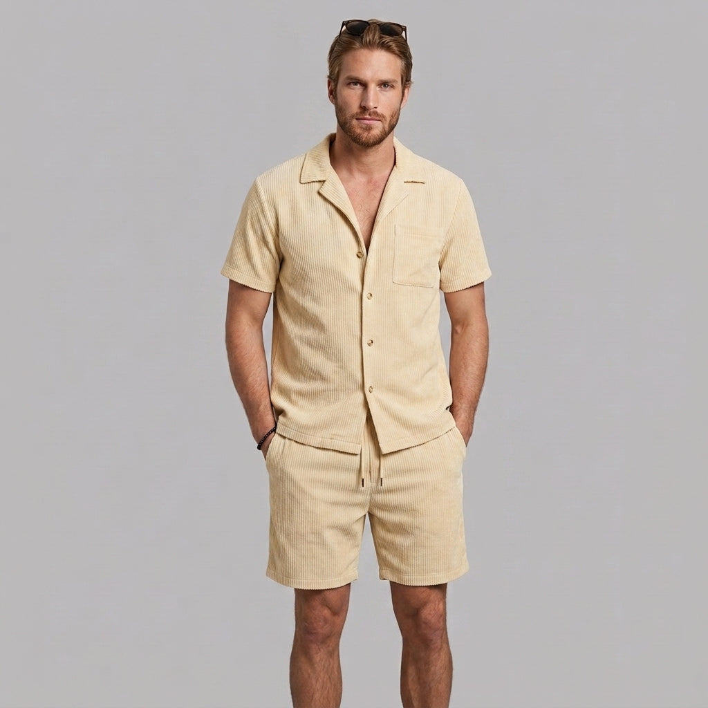 Bastien | Ensemble de vacances pour homme – Chemise à manches courtes respirante et short