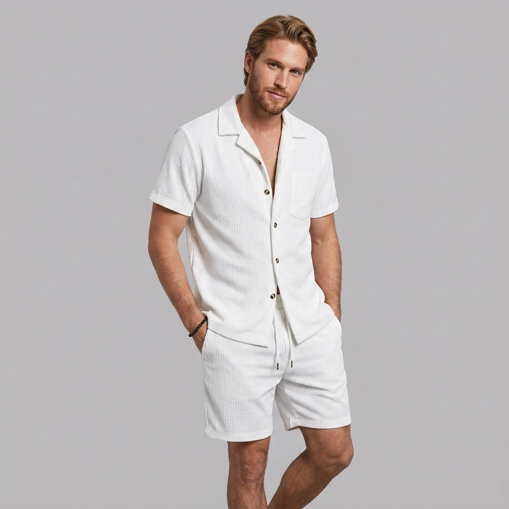 Bastien | Ensemble de vacances pour homme – Chemise à manches courtes respirante et short