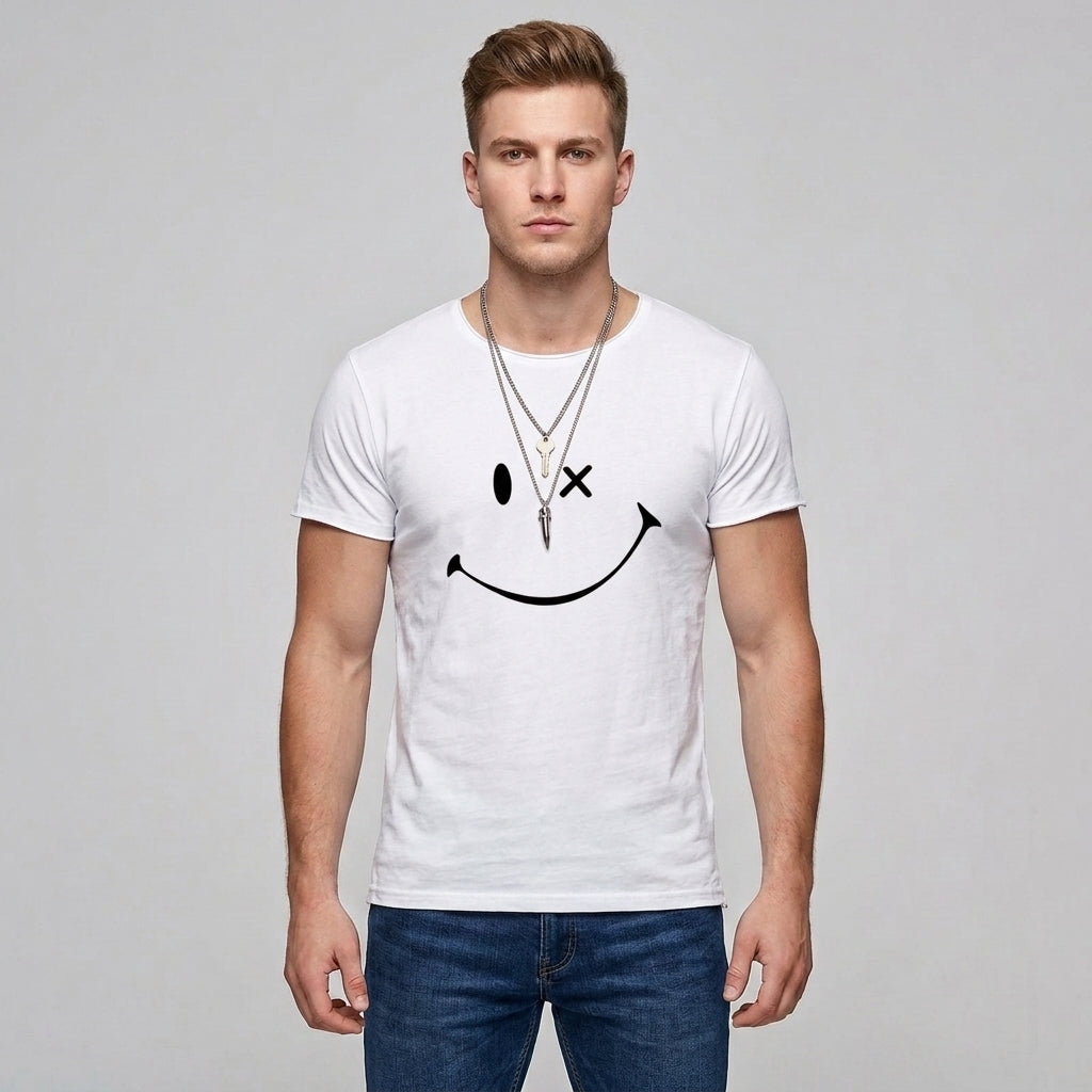 Briggs | T-shirt rétro pour homme avec motif « Smiley » - T-shirt à manches courtes en coton
