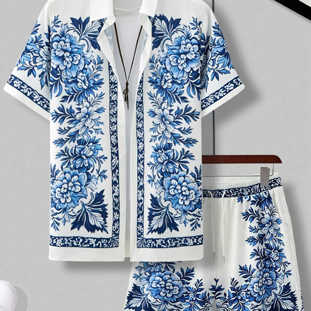 Caelan | Ensemble d’été 2 pièces pour homme – Chemise hawaïenne à fleurs avec short assorti