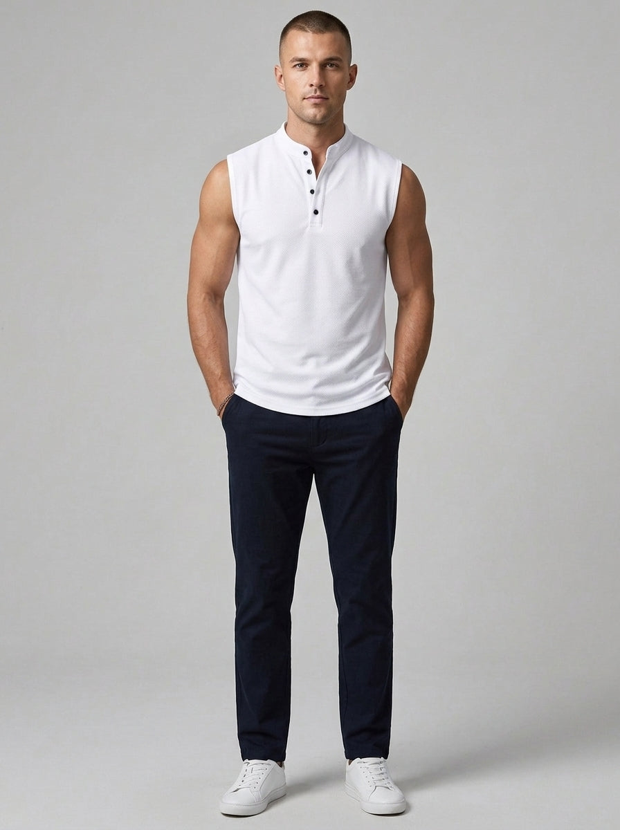 Augustin | Débardeur homme sans manches avec col – Chemise de sport légère et respirante