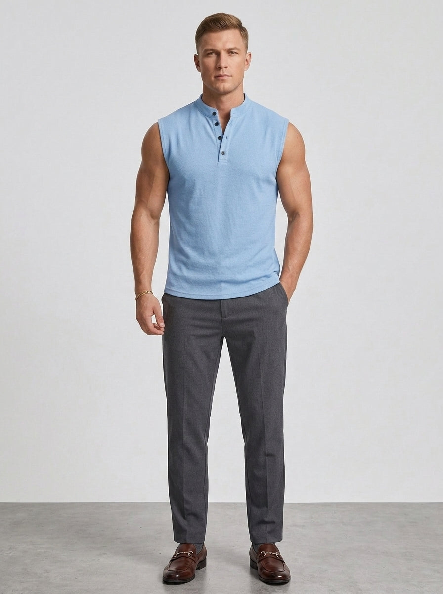 Augustin | Débardeur homme sans manches avec col – Chemise de sport légère et respirante