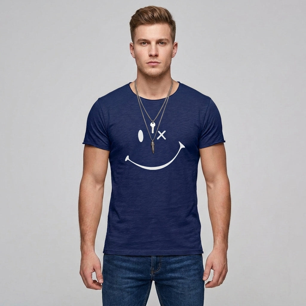 Briggs | T-shirt rétro pour homme avec motif « Smiley » - T-shirt à manches courtes en coton