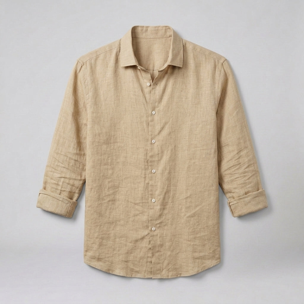 Blaise | Chemise unie à manches longues pour homme – Chemise boutonnée en mélange de coton doux
