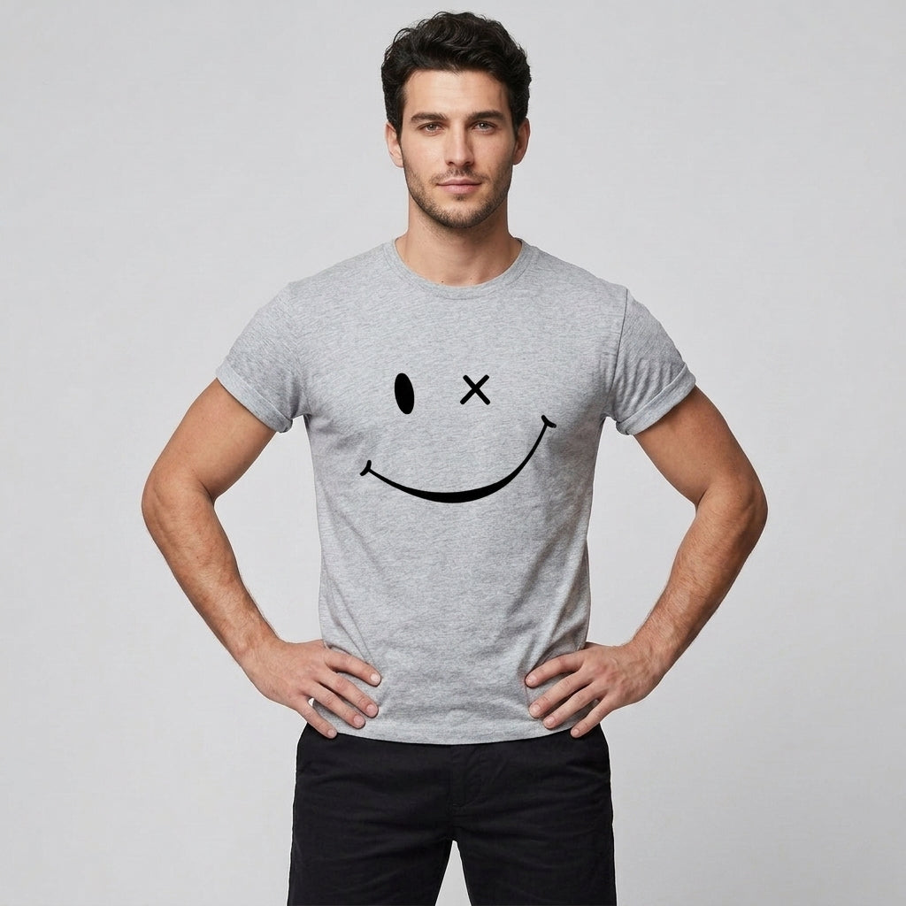 Briggs | T-shirt rétro pour homme avec motif « Smiley » - T-shirt à manches courtes en coton