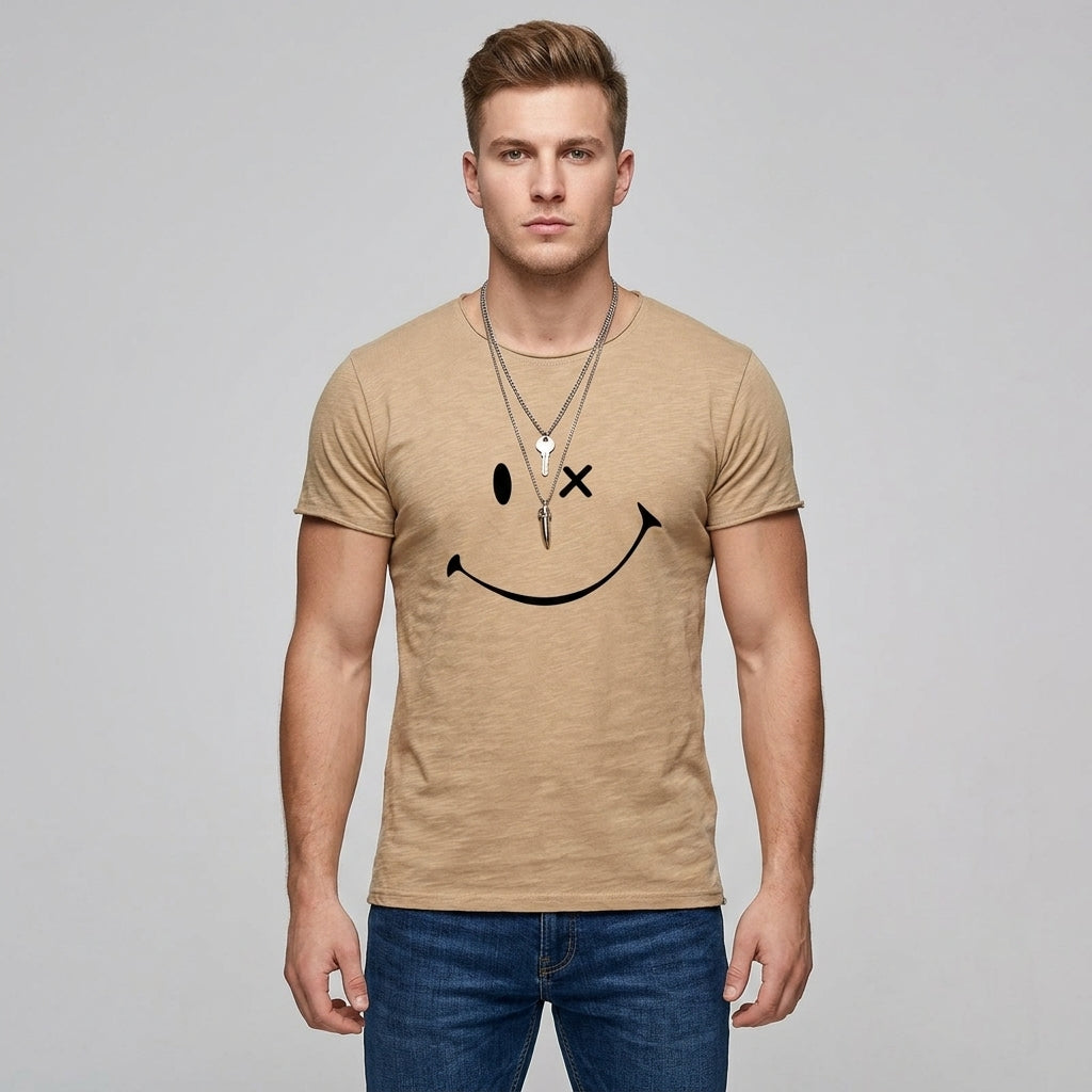 Briggs | T-shirt rétro pour homme avec motif « Smiley » - T-shirt à manches courtes en coton