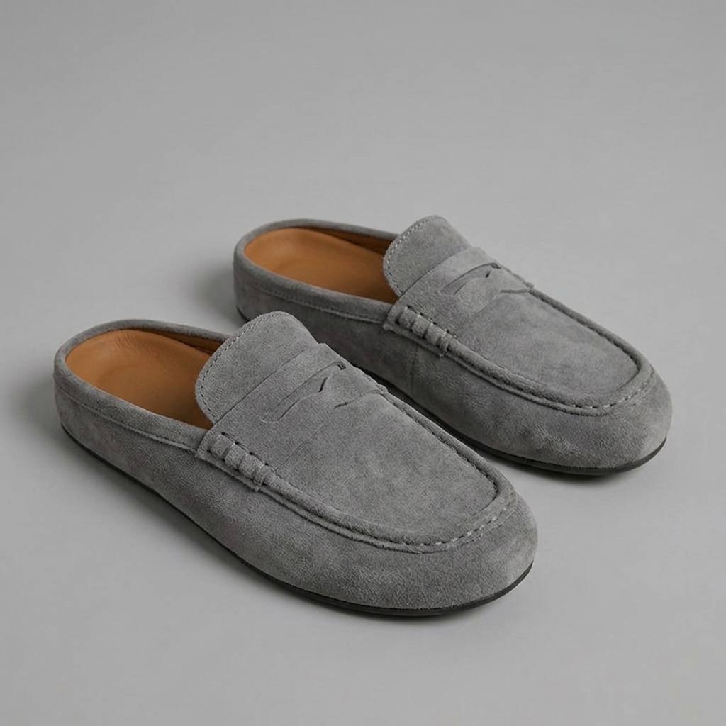 Anara | Mocassins mules pour femmes en daim – Bout rond, chaussures à enfiler pour tous les jours