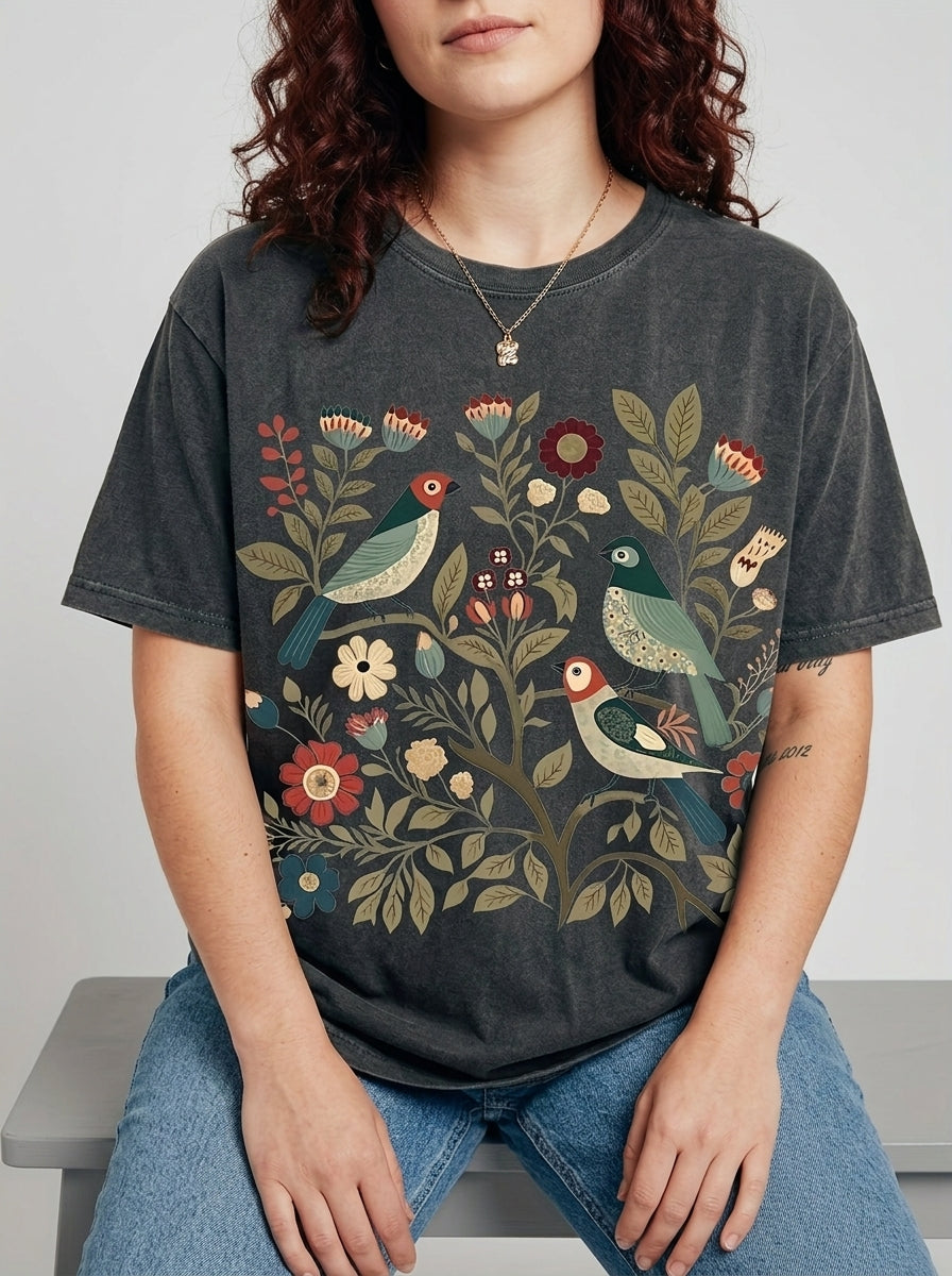 Alix | T-shirt décontracté à imprimé floral pour femme - Style vintage, coupe ample